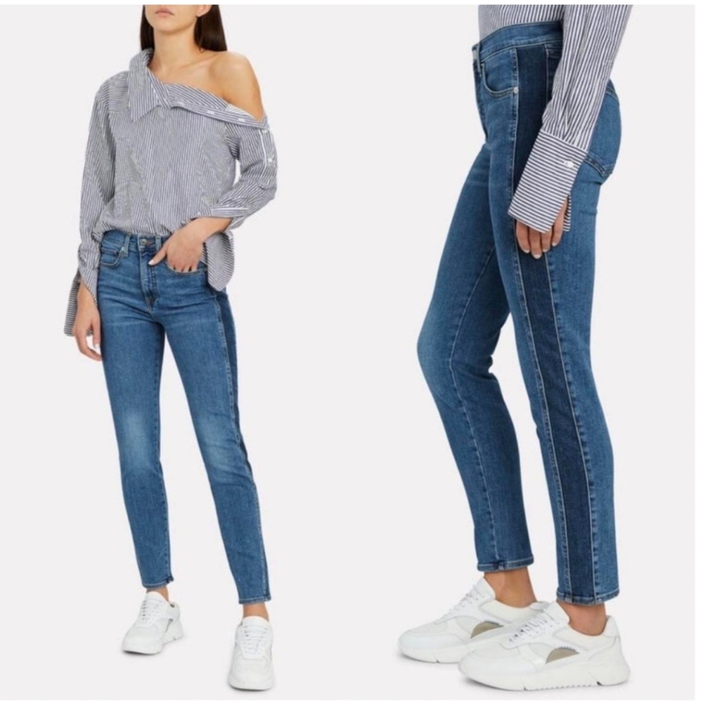 Veronica Beard Kate Skinny High-Rise Two-Tone Jeans
